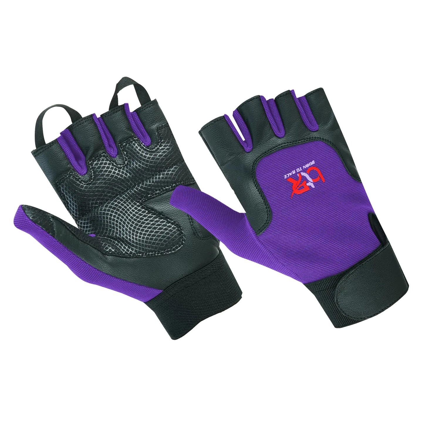 BTR BORN TO RACE Women Ladies Wheelchair User Gloves Mobility Disability Fingerless Long Thumb Leather Palm Wheelchair Gloves (Purple XS)