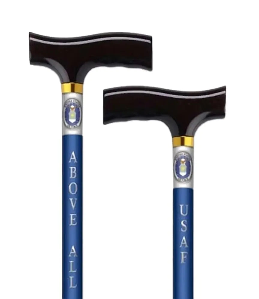 AlexOrthopedic Mobility Support Straight Adjustable Aluminum Cane with Fritz Handle US Air Force - Blue