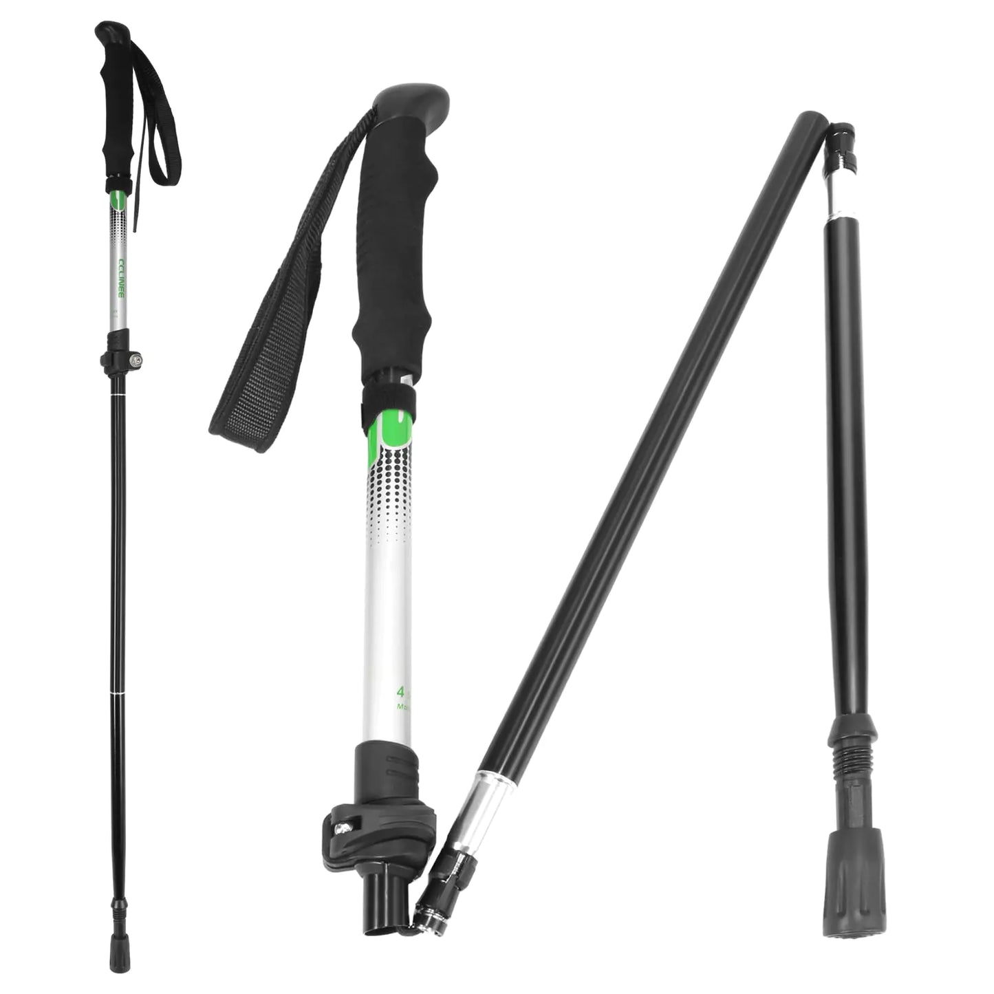 Travel Folding Trekking Hiking Pole with Carrying CaseCollapsible Cane Adjustable Walking Stick Portable Mobility Aid for Women Men Hikers GiftBlack (Black)