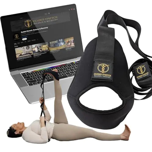 Guided Stretch Yoga Strap with Versatile Loops No Velcro Improve Flexibility & Mobility Relieve Joint Pain!