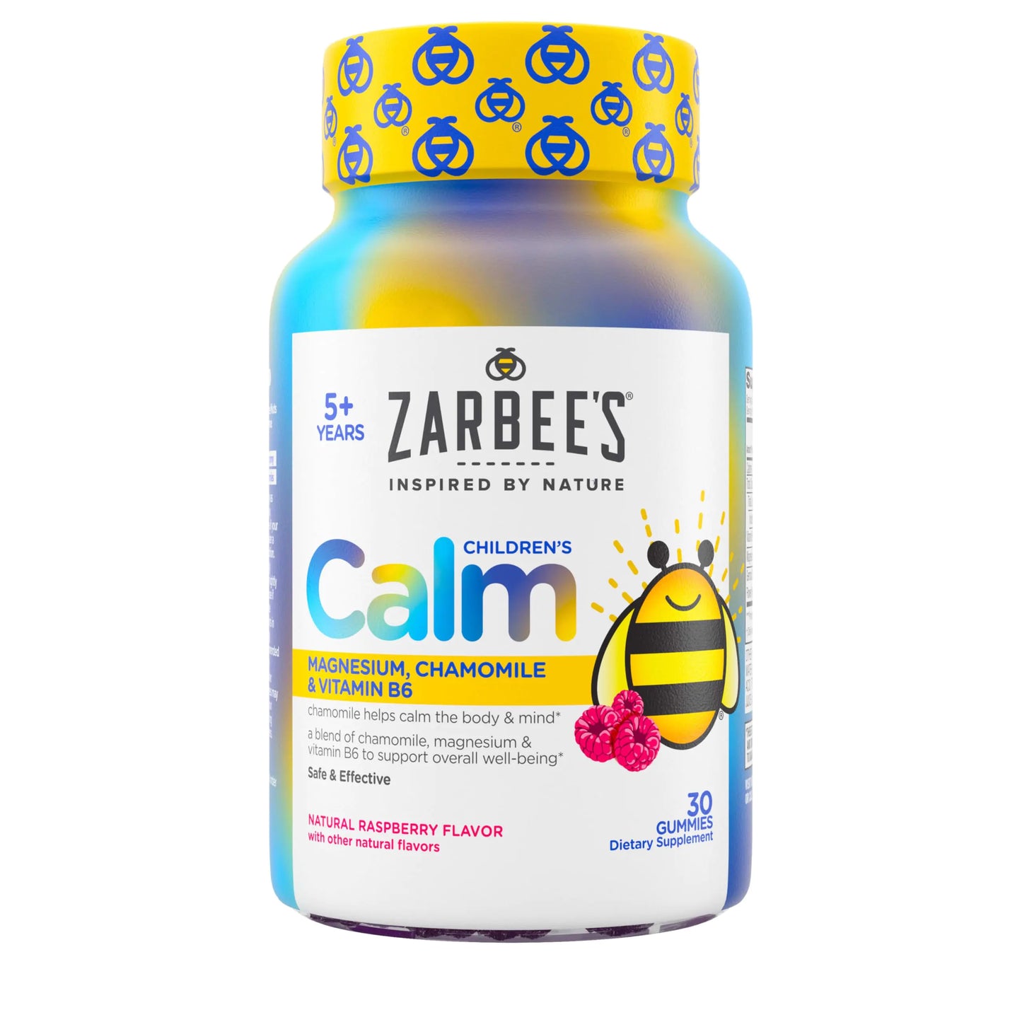 Zarbees Childrens Calm Gummy Supports a Calm Mind & Body for Kids Ages 5+ Made with Magnesium Chamomile & Vitamin B6 Natural Raspberry Flavor 30 Count Gummies