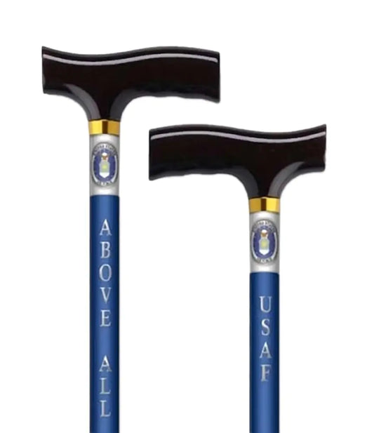 AlexOrthopedic Mobility Support Straight Adjustable Aluminum Cane with Fritz Handle US Air Force - Blue