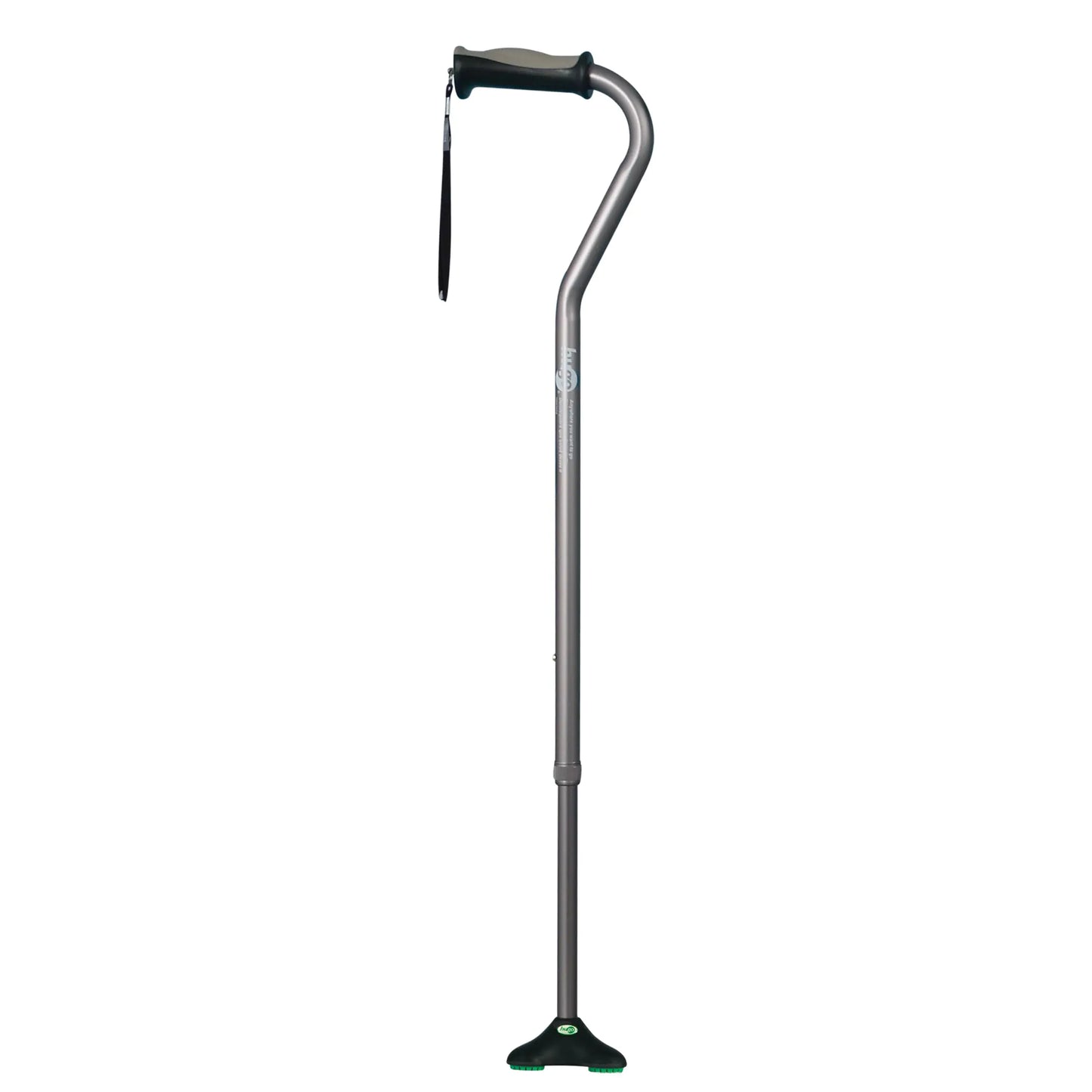 Hugo Mobility 731-858 Adjustable Offset Quadpod Walking Cane with Ultra Stable Cane Tip Smoke