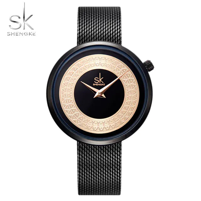 Shengke Vintage Women's Luxury Gold Fashion Watch
